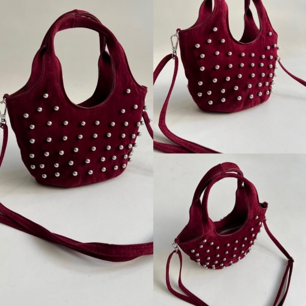 Bordo Zara Model Boncuk Çanta
